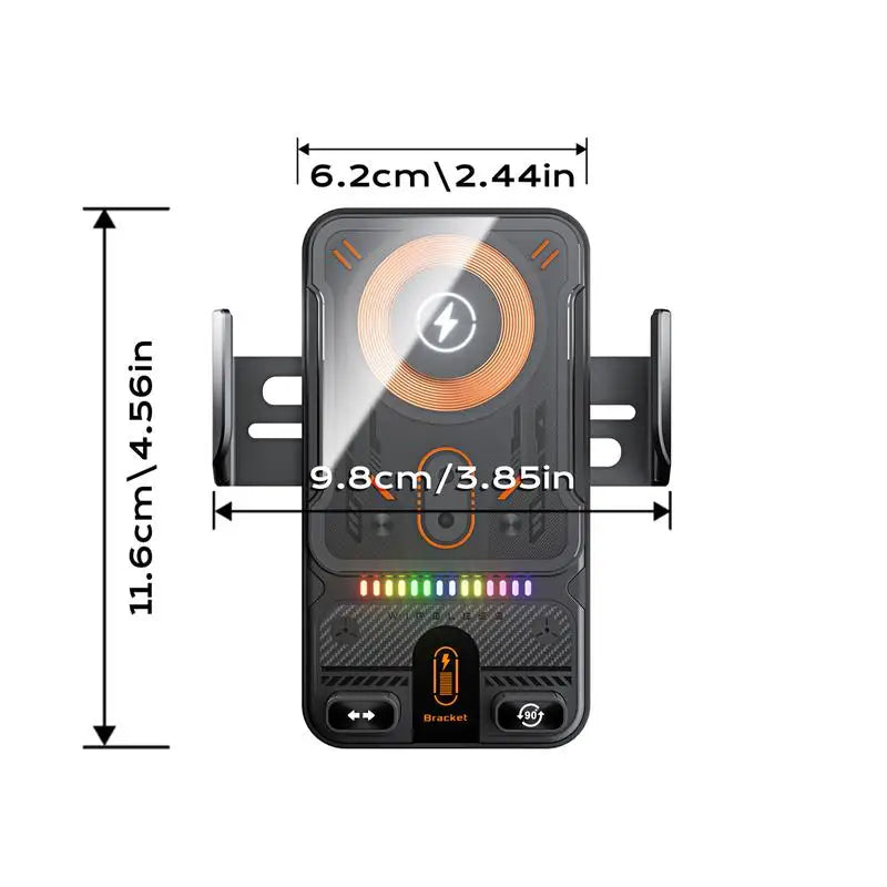 Suporte de Carro com Carregamento Rápido Sem Fios – 15 W Qi