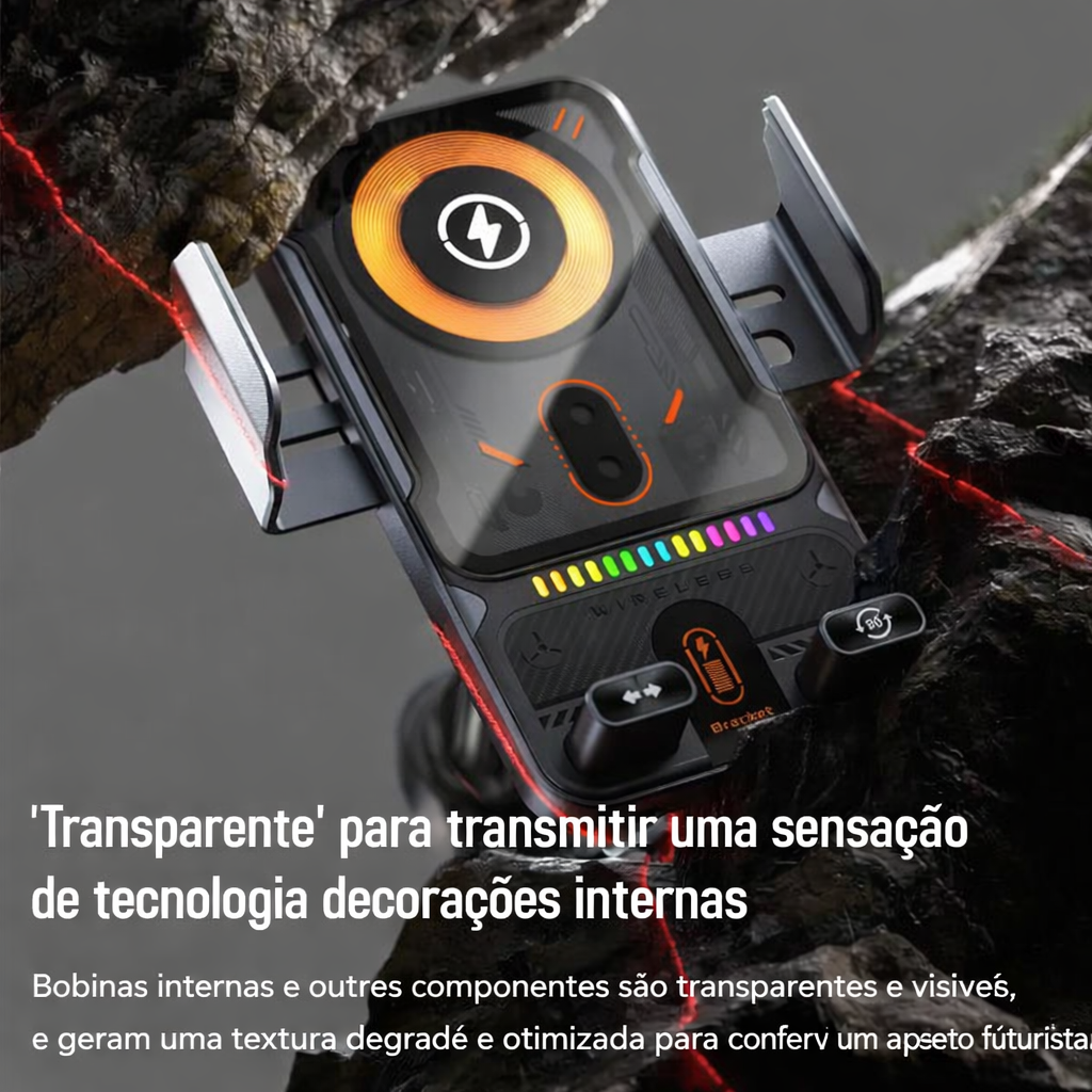 Suporte de Carro com Carregamento Rápido Sem Fios – 15 W Qi